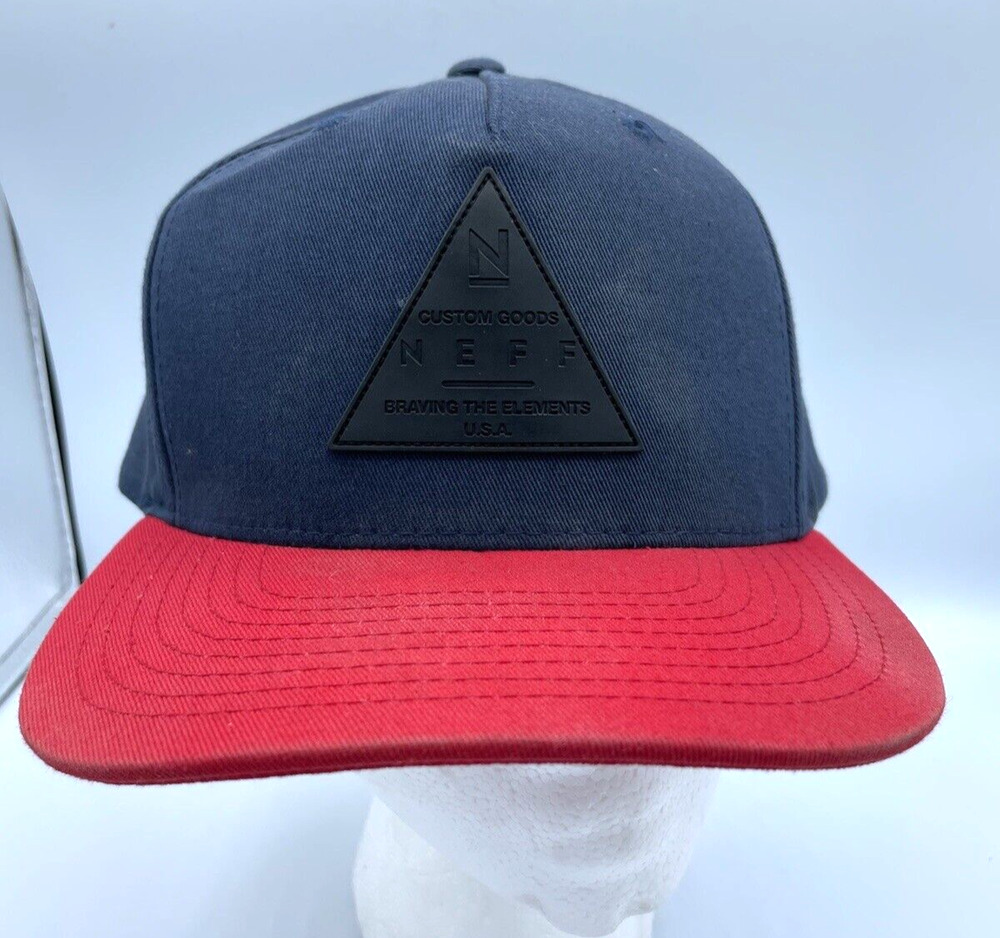 Neff Hat Navy Red Snapback Cap Braving The Elements Custom Goods Adjustable